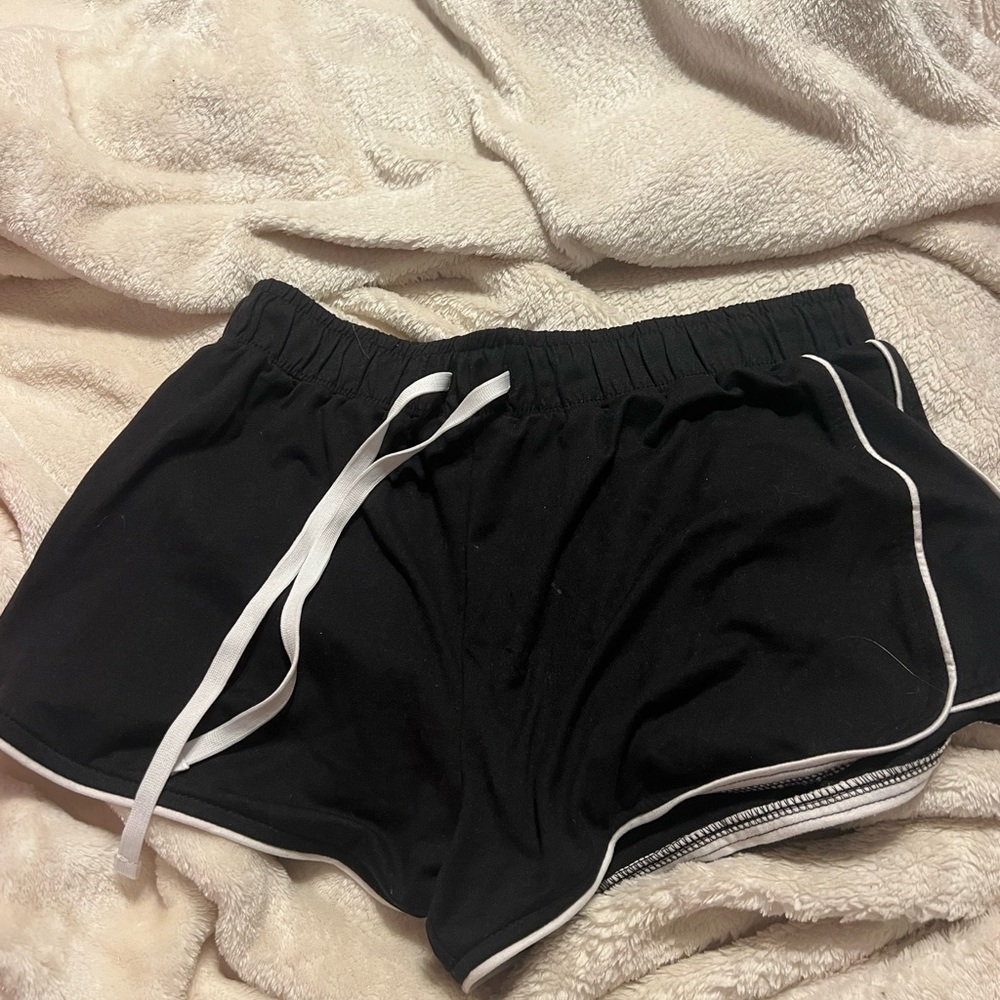 SO Women's Black Athletic Shorts with White Accents